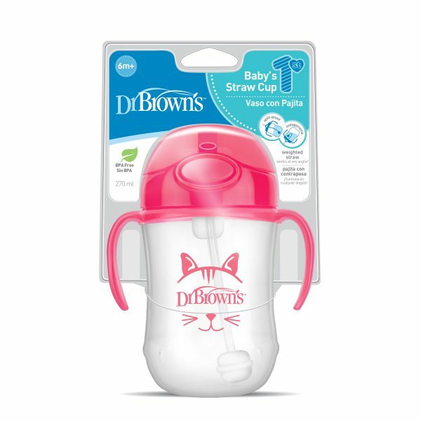 Dr Brown's Eerste rietjesbeker roze 270 ml 1st