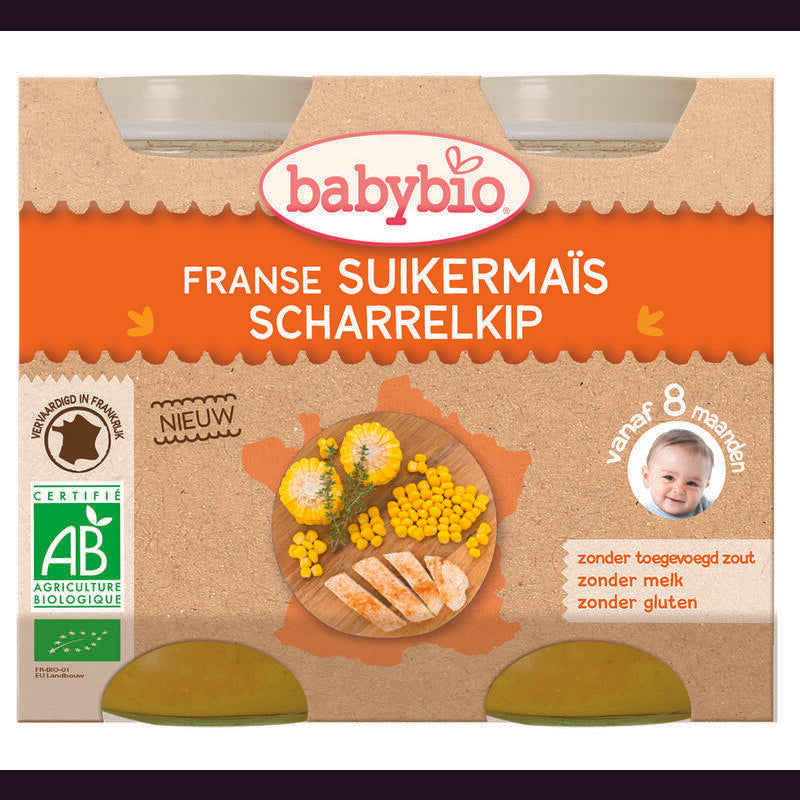 Babybio Zachte mais met kip 200 gram bio 2x200g