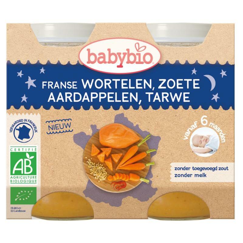 Babybio Wortel & zoete aardappel tarwe 200 gram bio 2x200g
