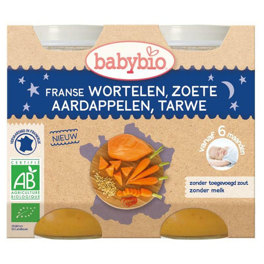 Babybio Wortel & zoete aardappel tarwe 200 gram bio 2x200g