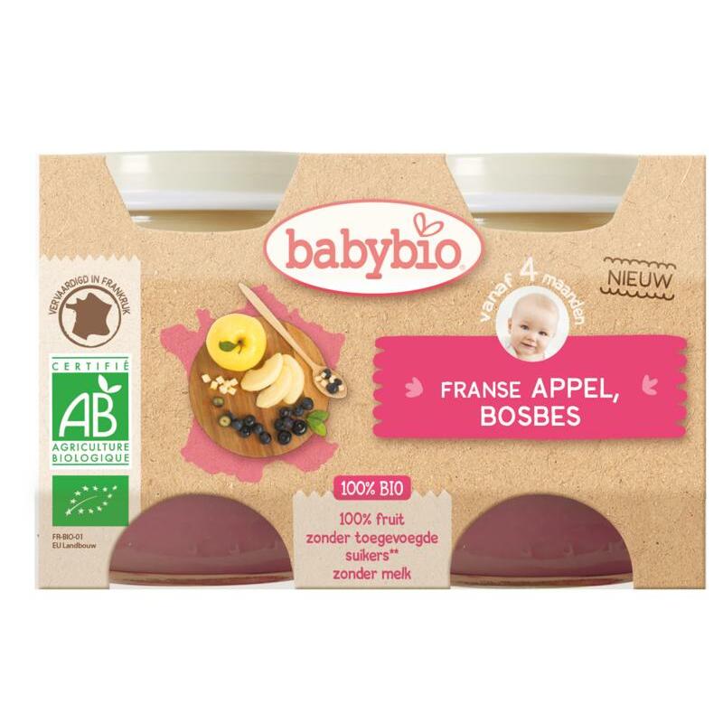 Babybio Dessert appel bosbes 130 gram bio 2x130g