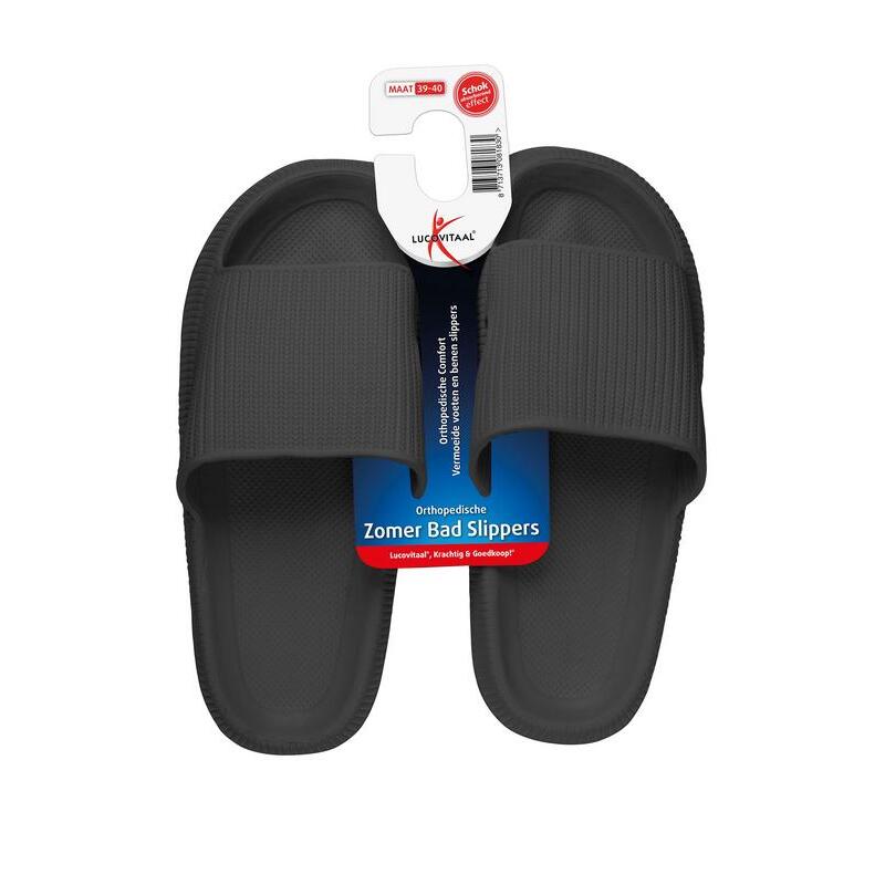 Lucovitaal Orthopedische badslipper 39-40 zwart 1paar