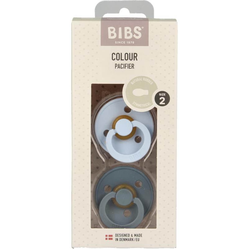 Bibs Fopspeen symmetrisch maat 2 baby blue/petrol 2st