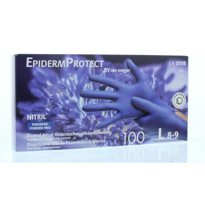 Epidermprotect Nitriel onderzoekhandschoen poedervrij L blauw 100st