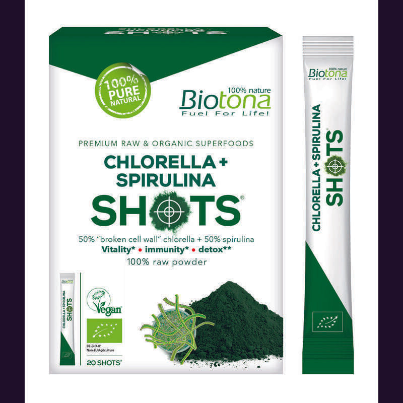 Biotona Chlorella spirulina shots 2.2 gram bio 20st