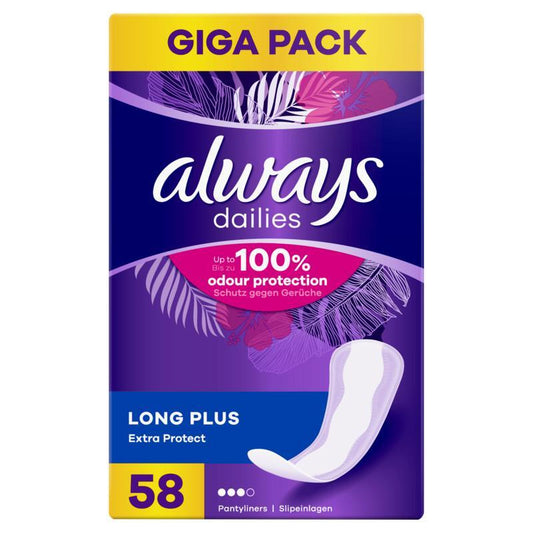 Always Dailies inlegkruisjes extra protect long plus 58st