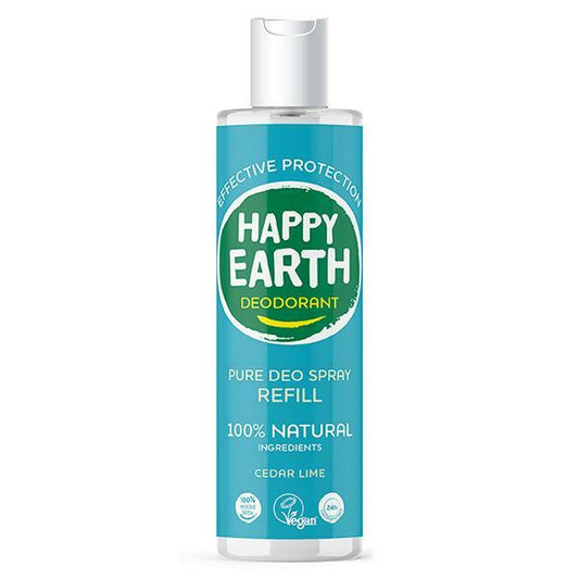 Happy Earth Pure deodorant spray ceder lime refill 300ml