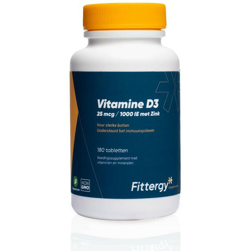 Fittergy Vitamine D3 25 mcg met zink 180tb