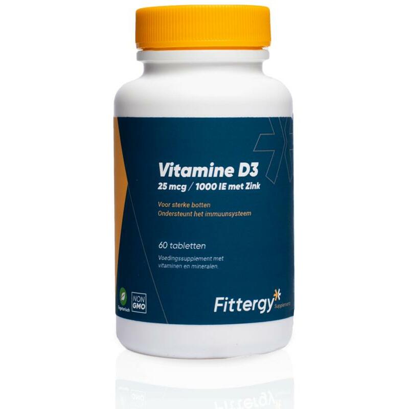 Fittergy Vitamine D3 25 mcg met zink 60tb