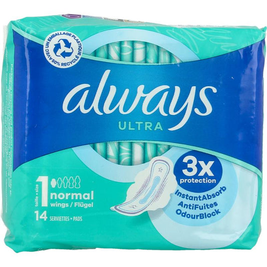 Always Maandverband ultra normal (S1) vleugels 14st