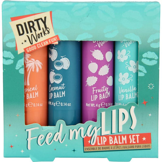 Dirty Works Feed my lips lipbalm set 4 stuks 1set