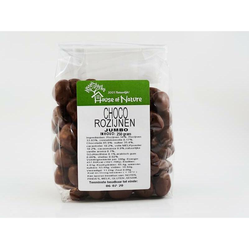 House Of Nature Choco rozijnen melk 250g