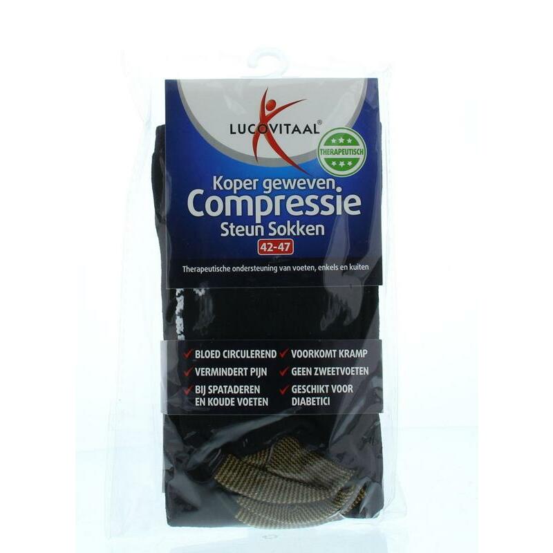 Lucovitaal Koper compressie steunsok maat 42-47 zwart 1paar