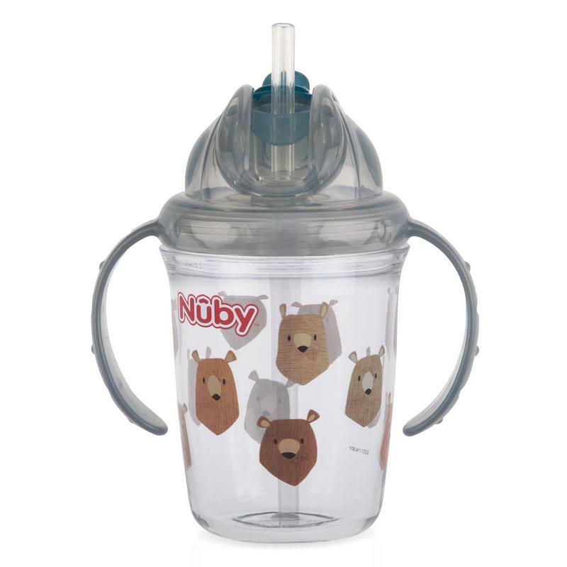 Nuby Antilekbeker 240 ml grijs 12 maanden + 1st