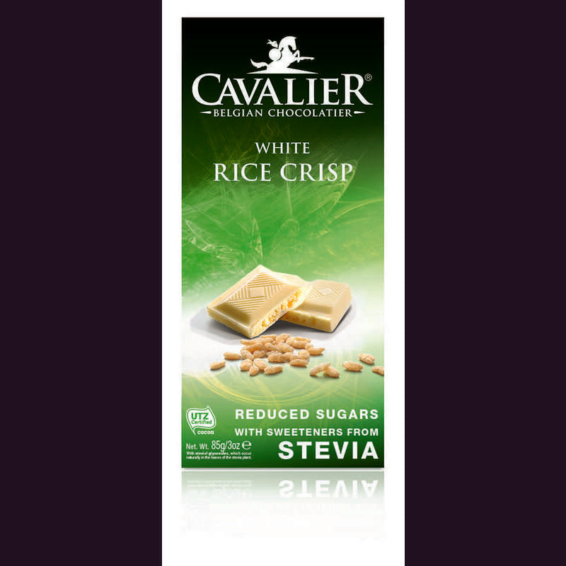 Cavalier Chocolade white rice crisp gezoet met stevia 85g