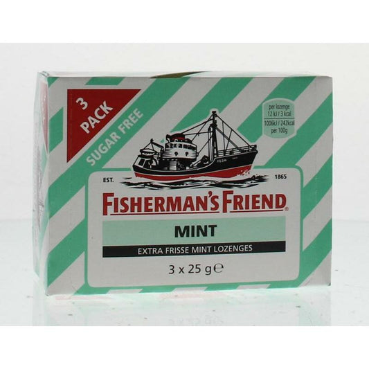 Fishermansfriend Strong mint suikervrij 25 gram 3x25g