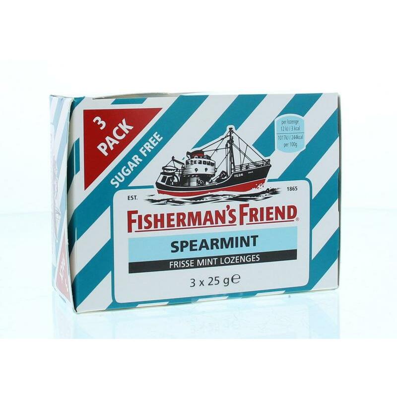 Fishermansfriend Spearmint suikervrij 25 gram 3x25g