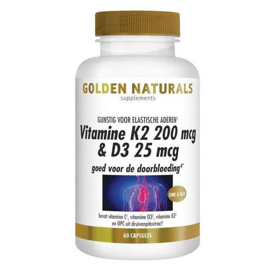 Golden Naturals Vitamine K2 200 mcg & D3 25 mcg 60vc