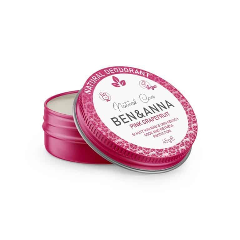 Ben & Anna Natural deodorant creme pink grapefruit blikje 45g