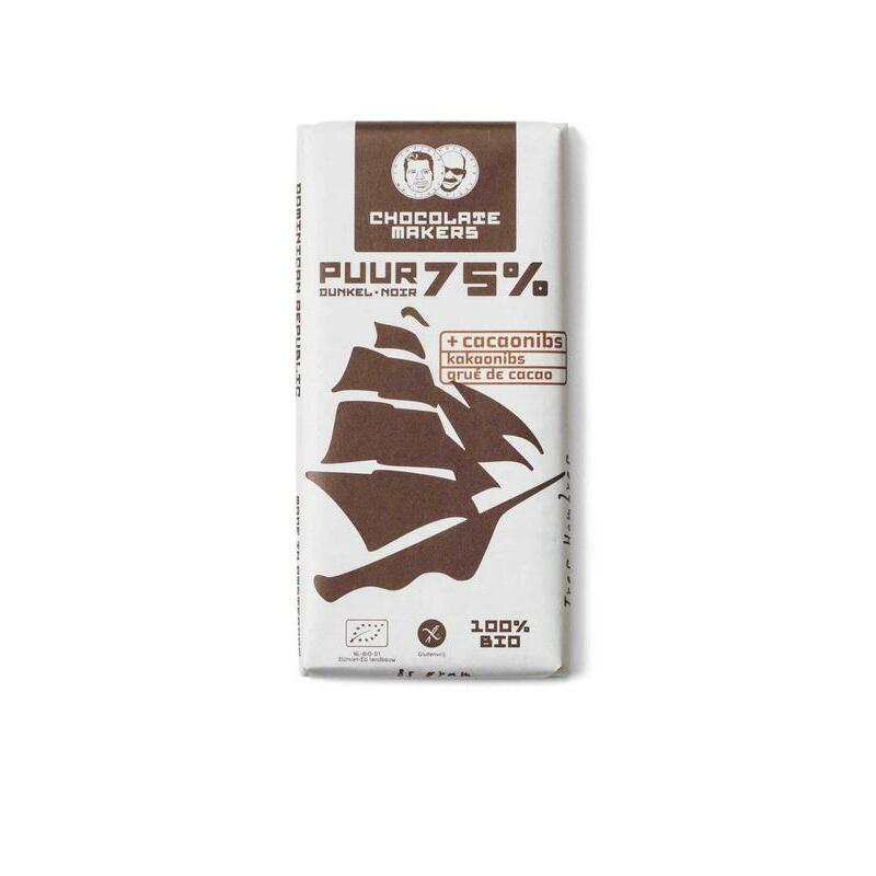 Chocolatemakers Tres hombres 75% cacaonibs bio 80g