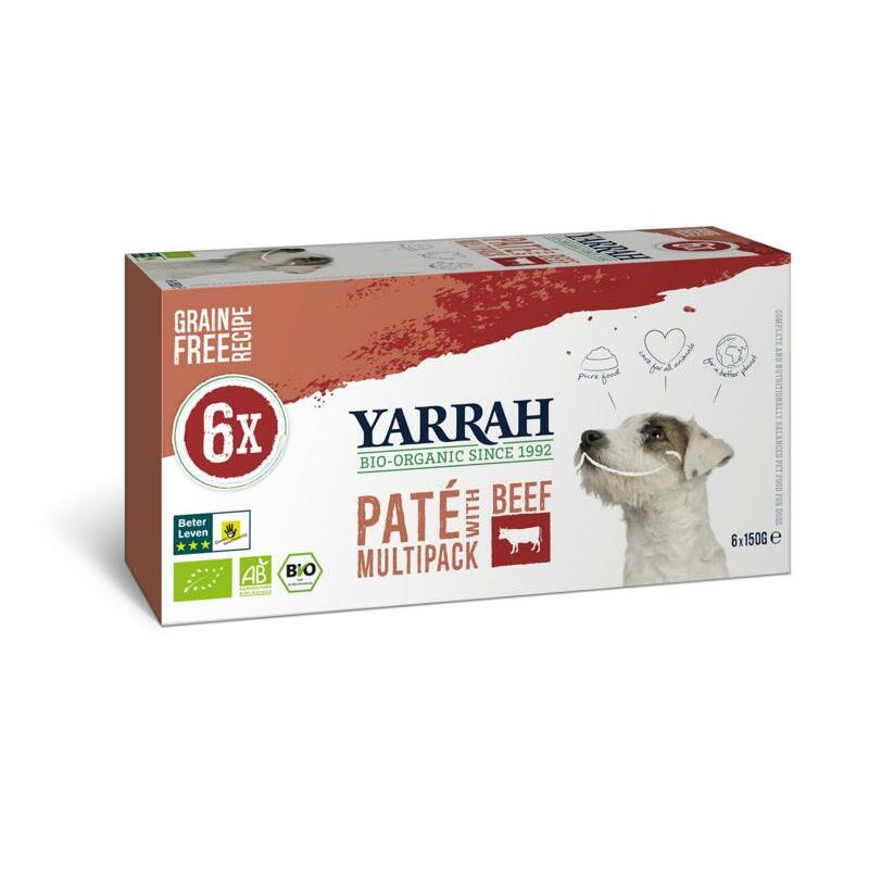 Yarrah Multipack hond met pate rund biologisch 6x150g