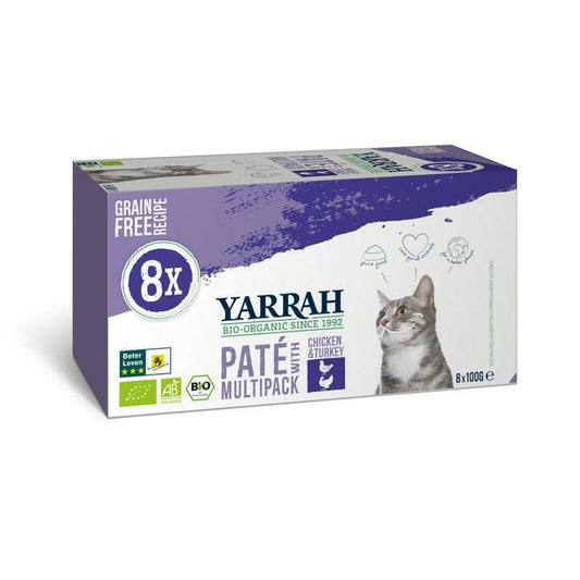 Yarrah Multipack kat met pate kip en kalkoen bio 8x100g