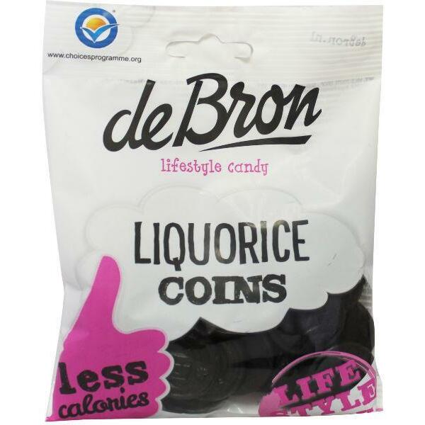 De Bron Muntendrop/liquorice coins suikervrij 100g