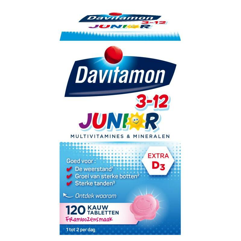 Davitamon Junior 3+ framboos 120kt