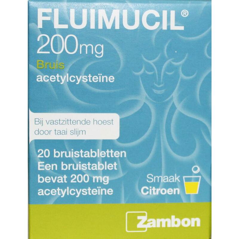 Fluimucil 200 mg suikervrij 20brt