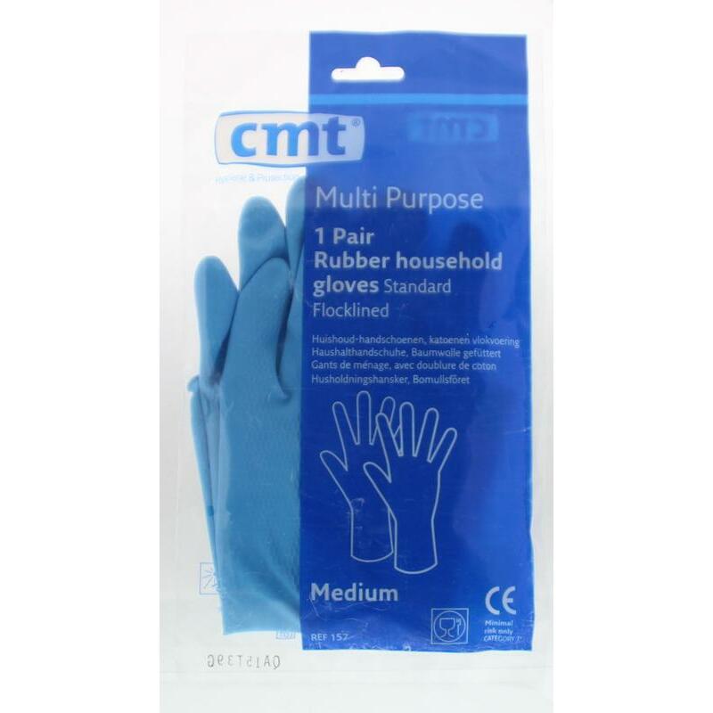CMT Huishoudhandschoen rubber blauw M 1paar