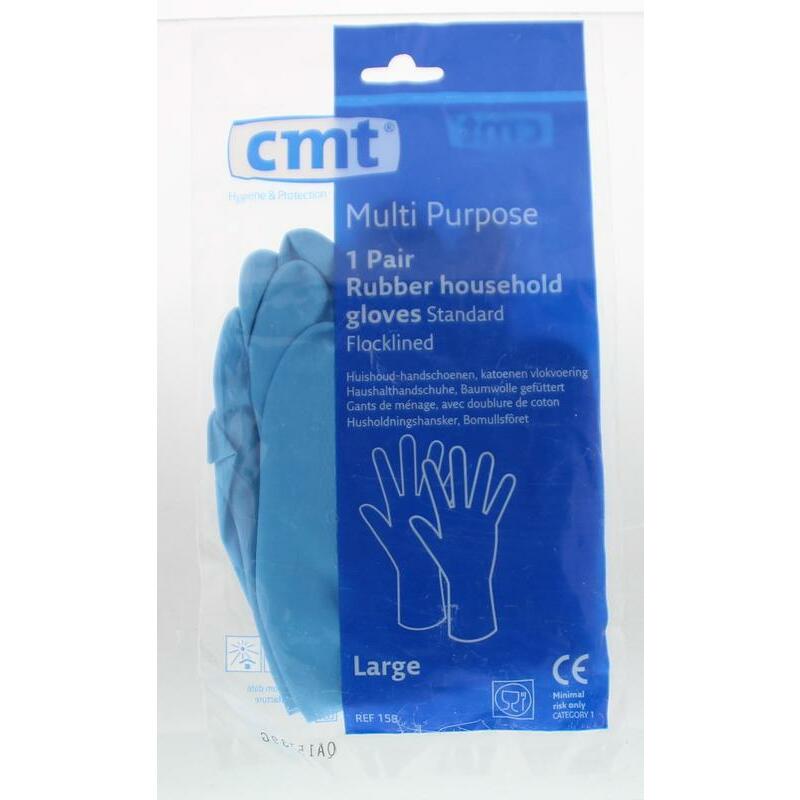 CMT Huishoudhandschoen rubber blauw L 1paar