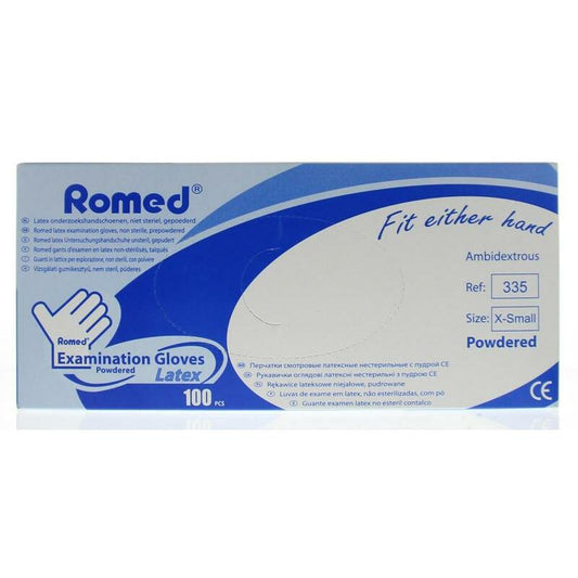 Romed Latex handschoen niet steriel gepoederd XS 100st