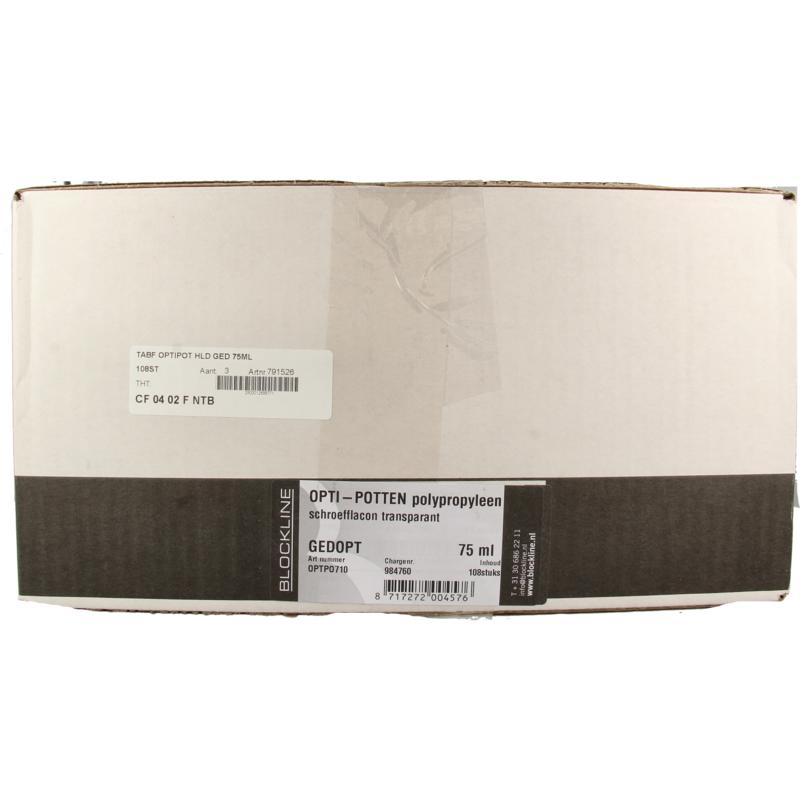 Blockland Tabletflacon optipot helder gedopt 75ml 108st