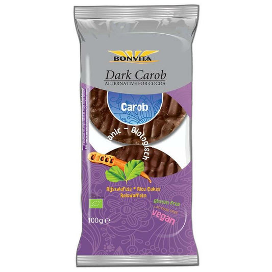 Bonvita Rijstwafels puur carobe bio 100g
