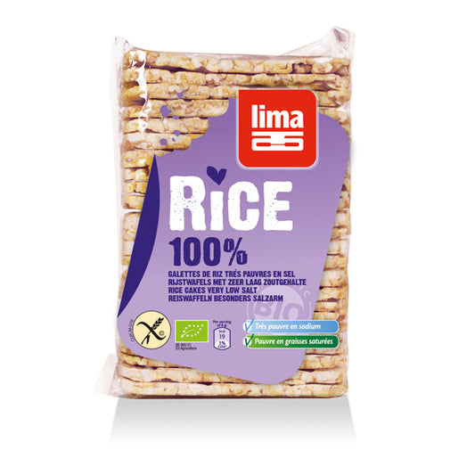 Lima Rijstwafels zonder zout dun recht bio 130g
