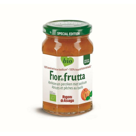 Fiordifrutta Abrikozen en perziken met basilicum jam bio 250g