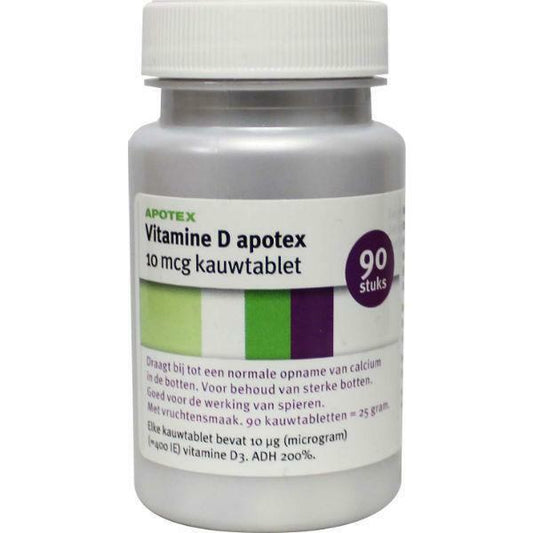 Apotex Vitamine D fruit 10 mcg kauwtablet 90st