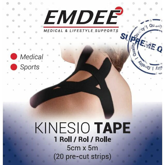 Emdee Kinesio tape zwart pre cut 1rol