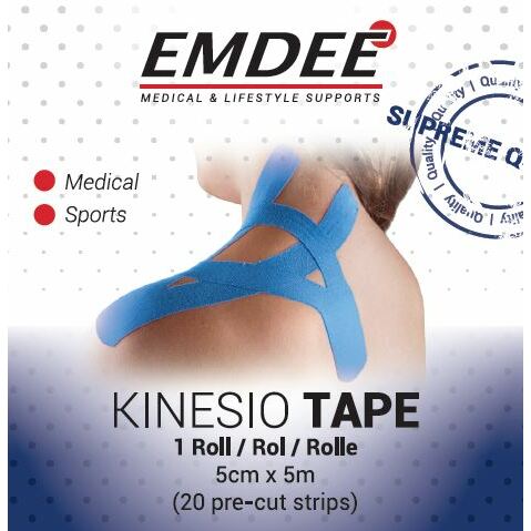 Emdee Kinesio tape blauw pre cut 1rol
