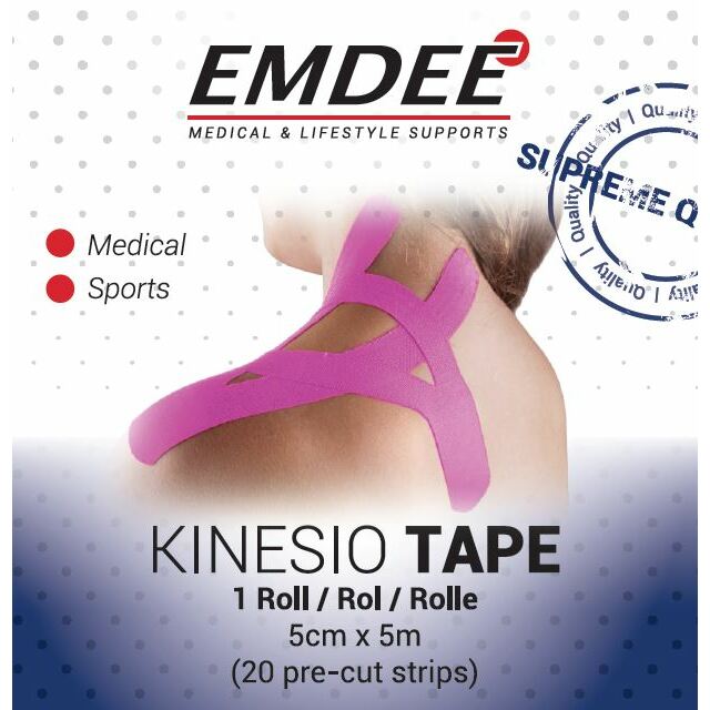 Emdee Kinesio tape roze pre cut 1rol