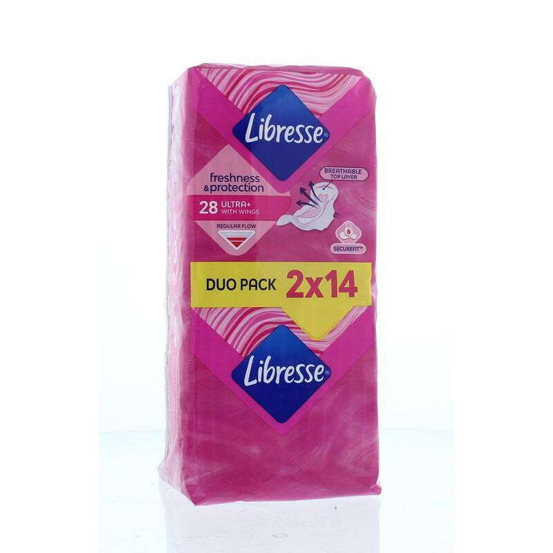 Libresse Freshness & protection ultra+ met vleugel 28st