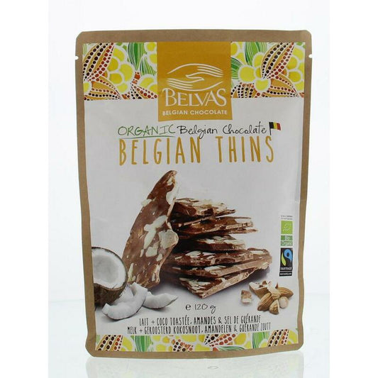 Belvas Thins melk kokos amandel bio 120g