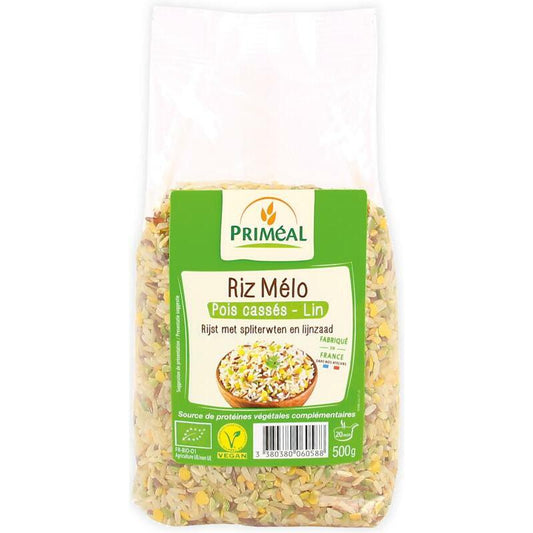 Primeal Rijst met spliterwten en lijnzaad bio 500g