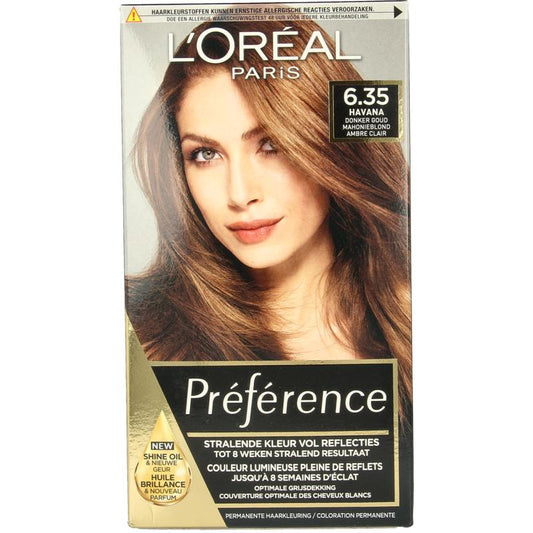 Loreal Preference 6.35 havana donker goud mahonieblond 1set