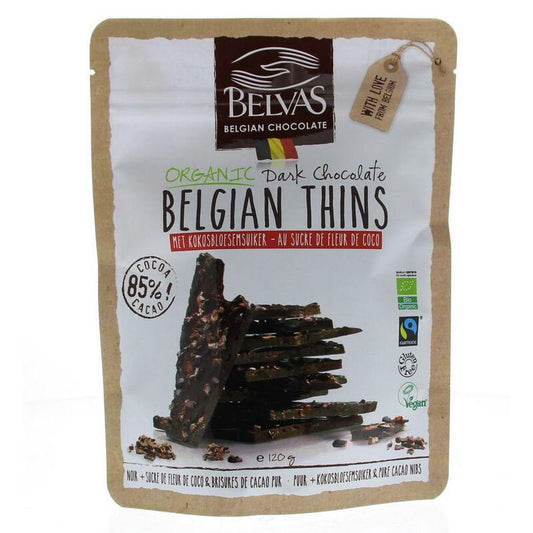 Belvas Thins dark 85% met kokosbloesemsuiker bio 120g