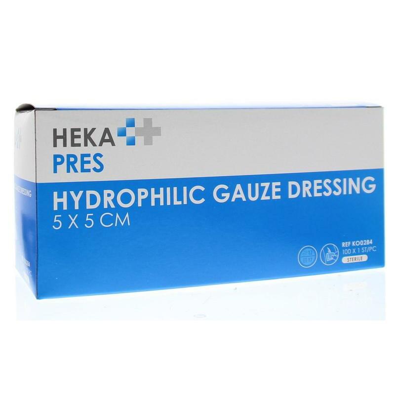 Hekapres Hydrofiel gaaskompres 5 x 5 steriel 100st