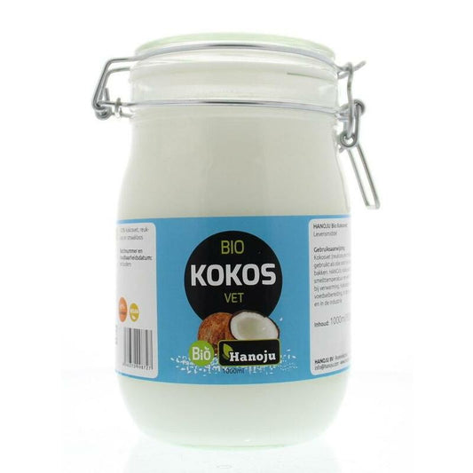 Hanoju Kokosolie geurloos beugelglas bio 1000ml