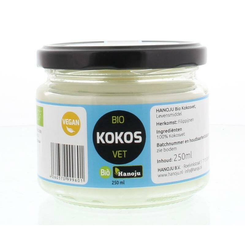 Hanoju Kokosolie geurloos glasflacon bio 250ml