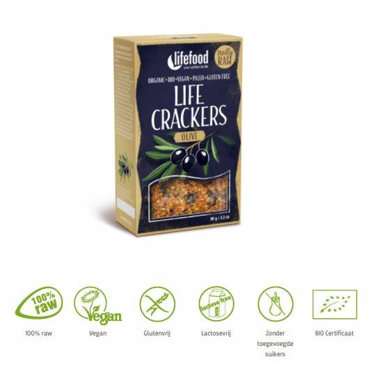 Lifefood Life crackers olijf bio 90g
