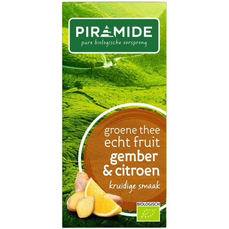 Piramide Groene thee met gember en citroen bio 20st